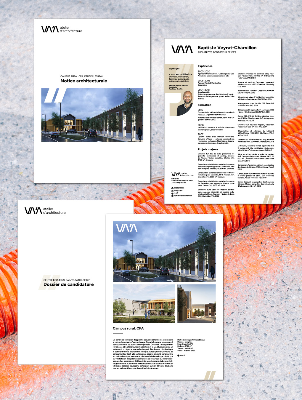 Application de la charte graphique de l'atelier VA'A sur les outils de candidature : CV, référence