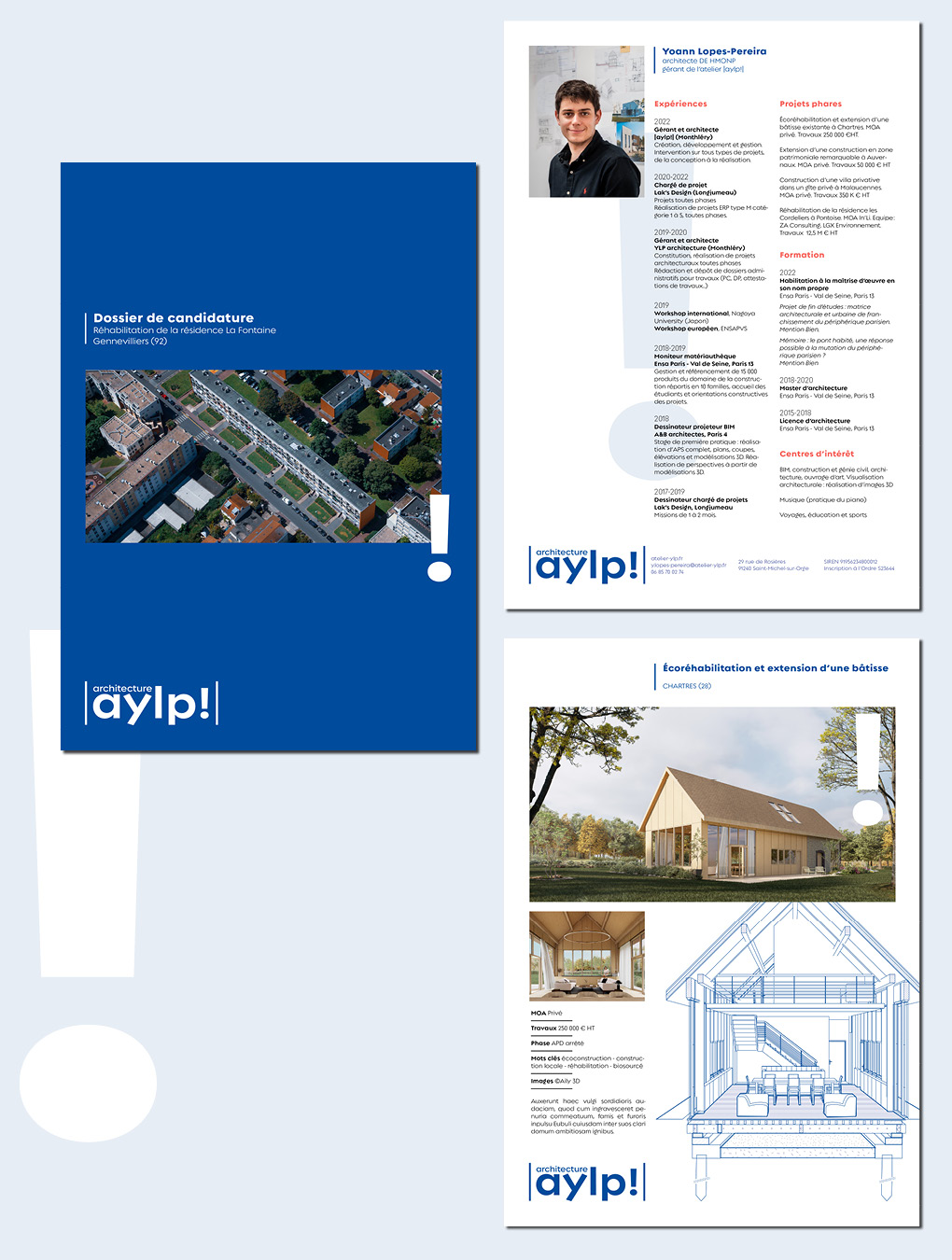 Extraits du kit de candidature aux marchés publics d'architecture pour l'atelier aylp