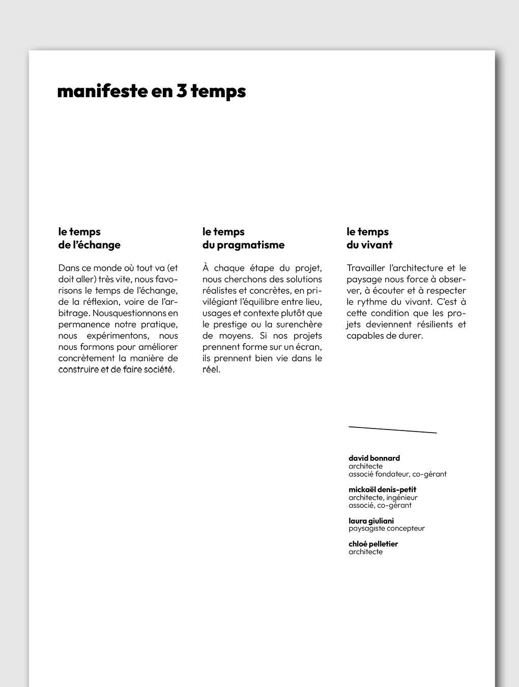 Extrait du manifeste de l'agence Hytt architecture et paysage